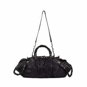 GUCCI Galaxy Medium 228838 Black Leather Chain 2-Way Top Handle Shoulder Bag Y2K
